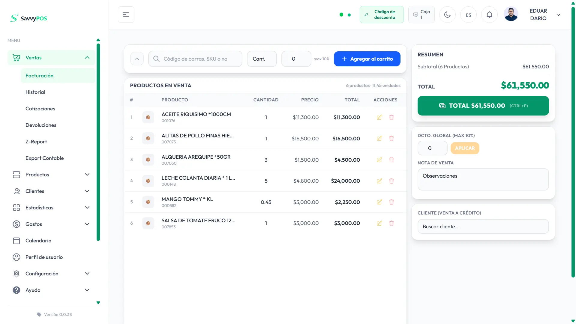 Screenshot de Punto de Venta